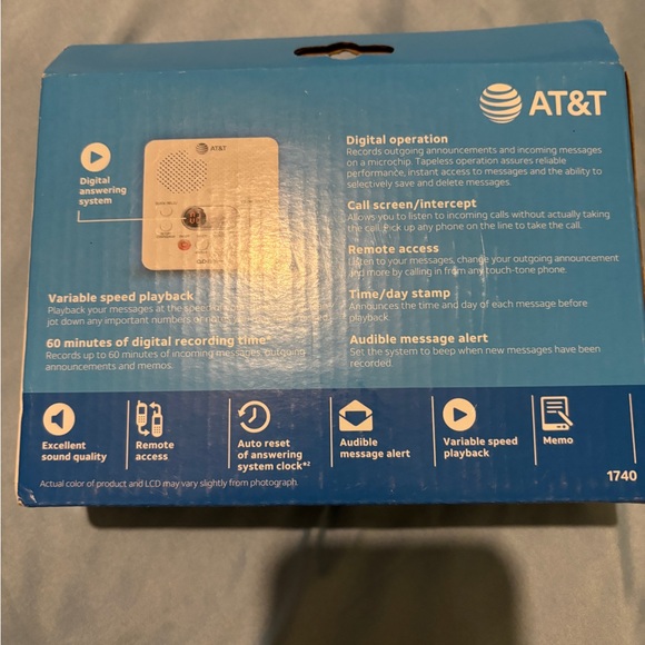 AT&T 1740 Digital Answering System withh Time & Day Stamp White NWB - Picture 3 of 6